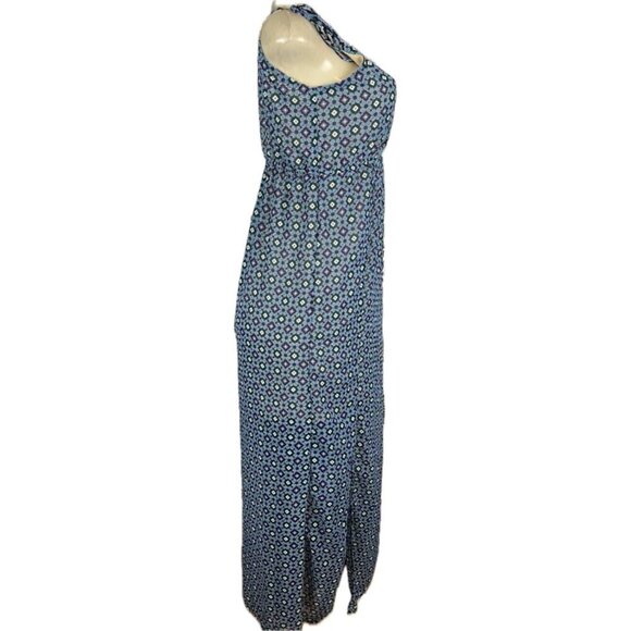 Romeo & Juliet Couture M Blue Diamond Floral Sheer Lined Tie Shoulders Max Dress - Picture 3 of 6